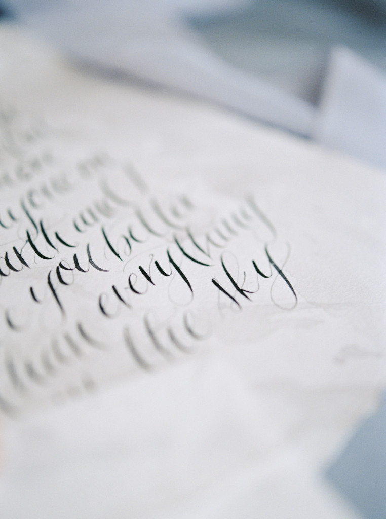 Handwritten calligraphy vows by Spurle Gul Studio photographed by fine art wedding photographer Kayla Yestal. www.kaylayestal.com