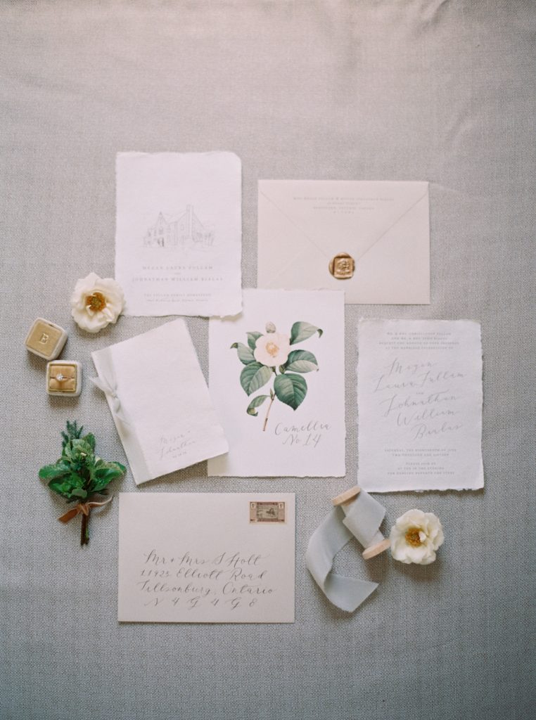 All Things Lovely Paper Co. calligraphy from tented Ontario wedding photographed by fine art wedding photographer Kayla Yestal www.kaylayestal.com