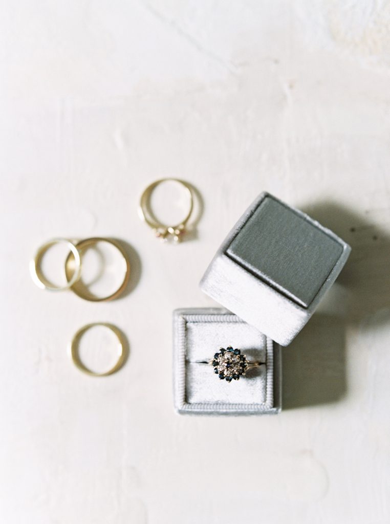 Grey Mrs Box | Rushmore The Mrs Box on a Pilgrim and Co styling board photographed by Guelph wedding photographer Kayla Yestal | Alton Mill Wedding | Goldie Mill Wedding | Caledon Wedding Photographer