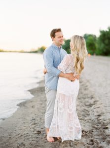 Marie Curtis Park engagement session photographed by Toronto wedding photographer Kayla Yestal www.kaylayestal.com | White lace romper engagement session