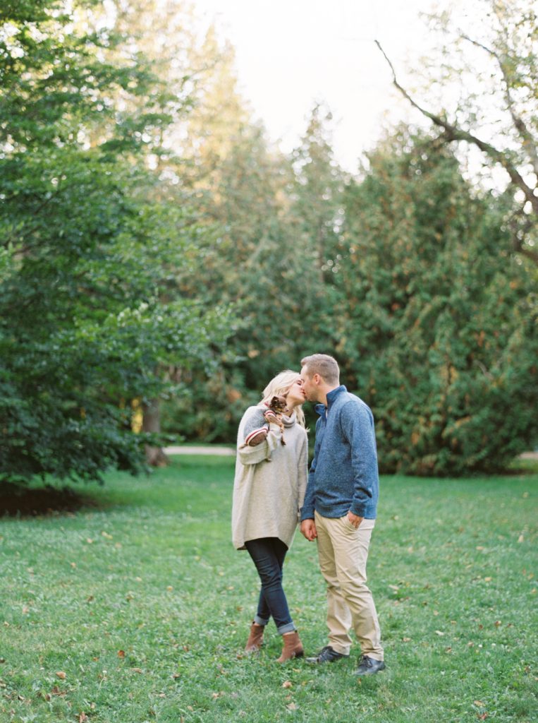 Chihuahua dog at engagement session | Fall engagement session | Elora Mill wedding photographer | Engagement session at Victoria Park in Elora photographed by wedding photographer Kayla Yestal www.kaylayestal.com