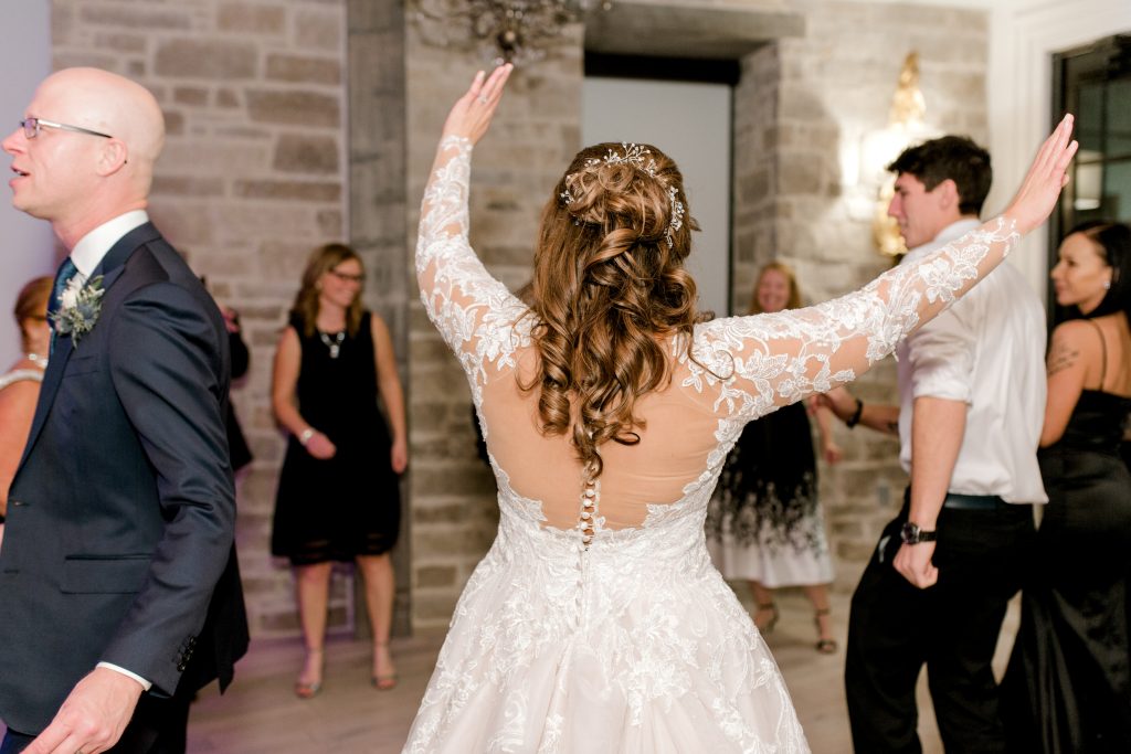 Elora Mill Wedding photographed by Elora wedding photographer Kayla Yestal | Ontario Fine Art Wedding Photographer | Wedding Reception Dancing Photos | Elora Mill Irvine Room