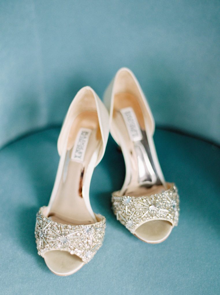 Elora Mill Wedding photographed by Elora wedding photographer Kayla Yestal | Ontario Fine Art Wedding Photographer | Badgley Mischka Wedding Shoes | Wedding Detail Inspiration