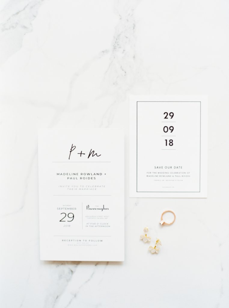 Burroughes Building Wedding | Minimalist Wedding Invitations DIY | Marble Wedding Inspiration | Toronto Wedding Photographer Kayla Yestal www.kaylayestal.com