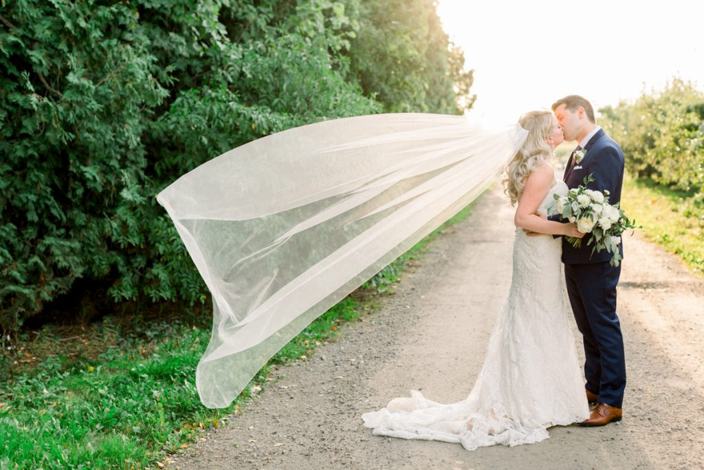Honsberger Estate Wedding | Niagara on the Lake Wedding Photographer | Niagara Winery Wedding Venues | Bride flying veil photo | Niagara wedding photographer Kayla Yestal www.kaylayestal.com